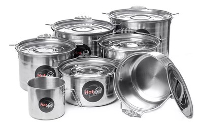 Foto 2 | Set de 7 Ollas Tapa Hot Spot Z542 11, 18, 20, 21, 24 Y 26cm Gris