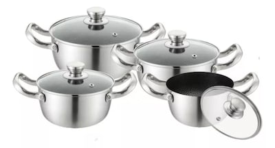 Foto 1 | Batería de Cocina Hot Spot Acero Inoxidable 4 Ollas Con Tapa
