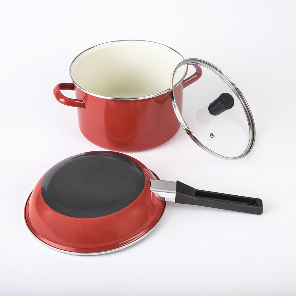 Foto 5 pulgar | Batería De Cocina Cinsa Acero Vitrificado Praktica Cherry De 5 Piezas