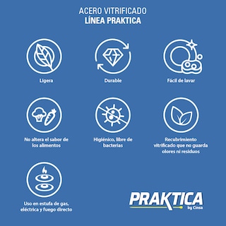 Foto 6 | Batería De Cocina Cinsa Acero Vitrificado Praktica Cherry De 5 Piezas