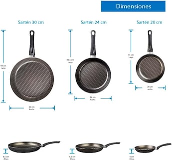 Foto 4 | Cinsa Juego De Sartenes Magnifica 3 Piezas, Aluminio Con Antiadherente Thermocell Negro (sarten 24, 26