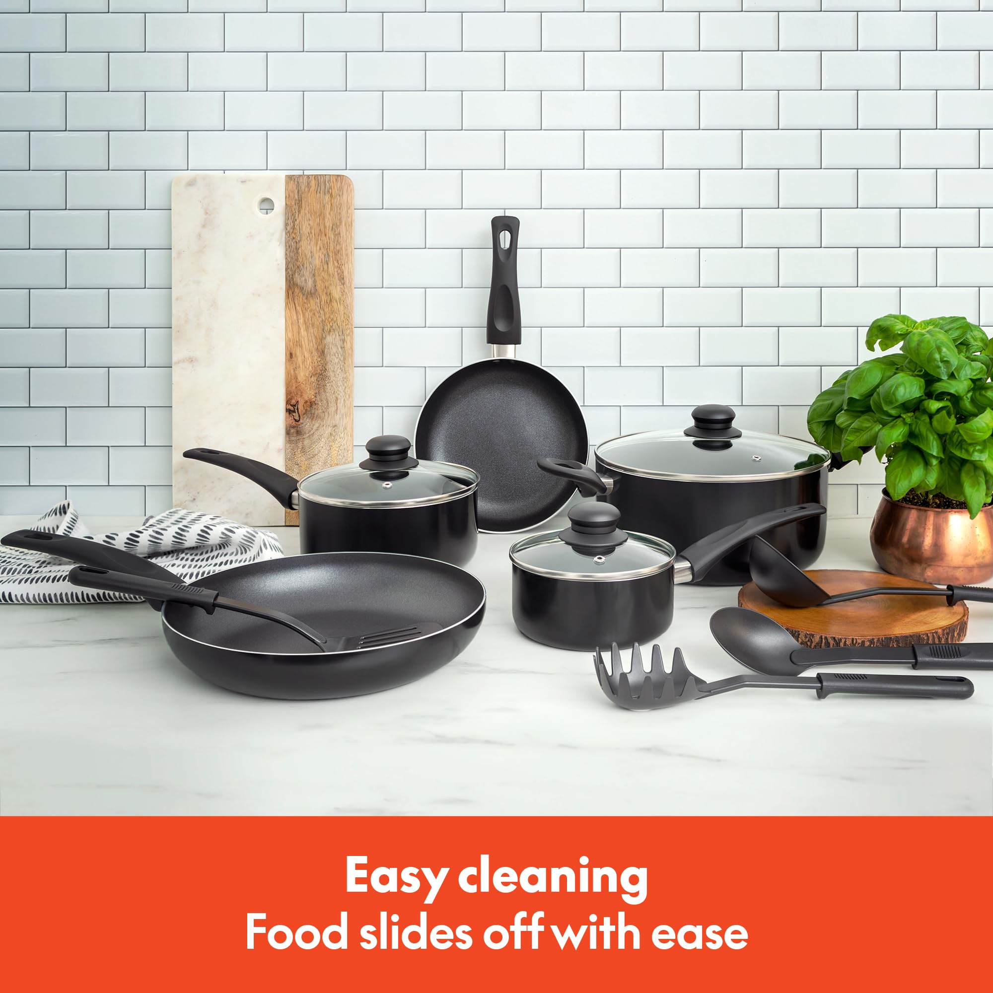 Foto 6 | Juego De Utensilios De Cocina Bella De 12 Piezas, Ollas Y Sartenes Antiadherentes, Color Negro - Venta Internacional.