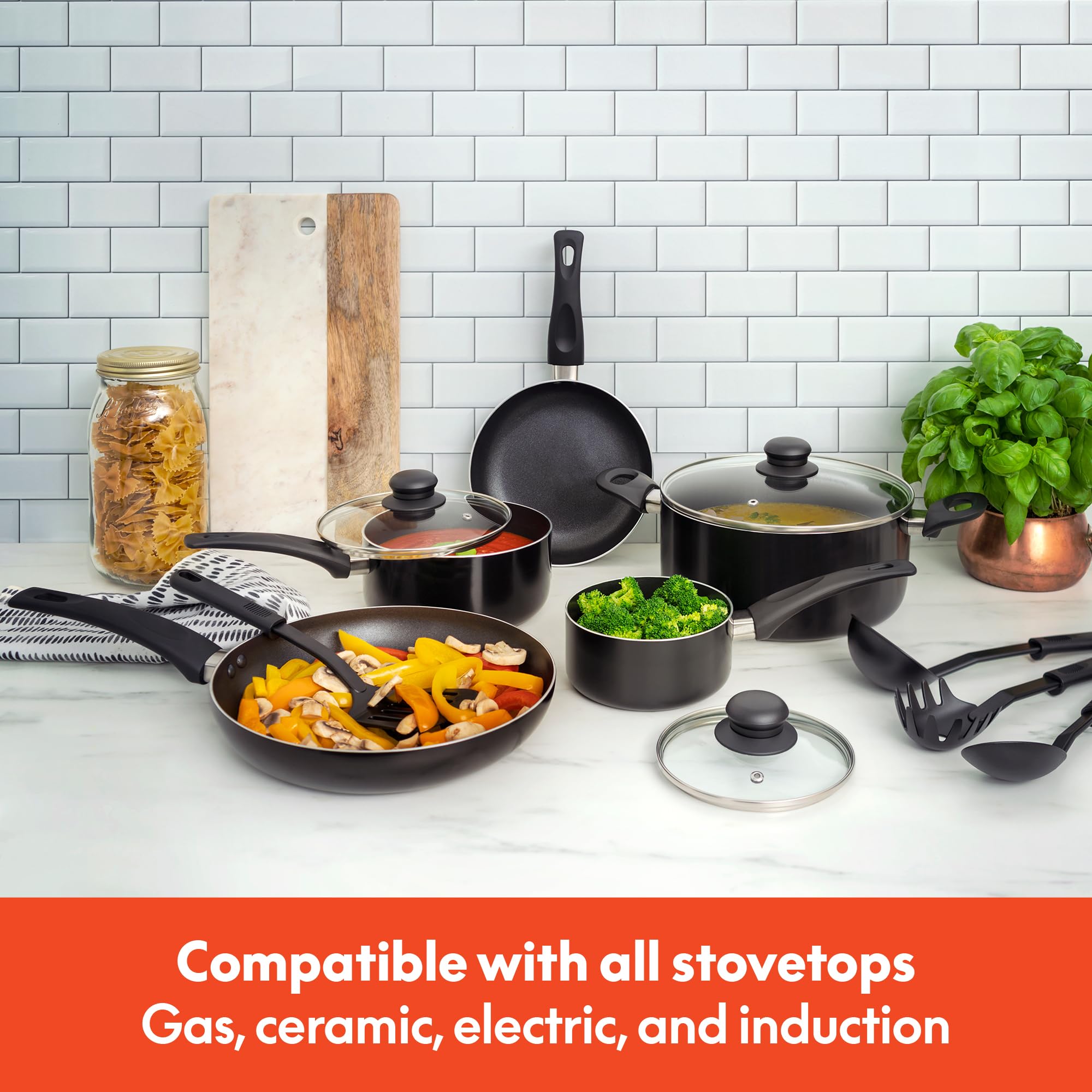 Foto 8 pulgar | Juego De Utensilios De Cocina Bella De 12 Piezas, Ollas Y Sartenes Antiadherentes, Color Negro - Venta Internacional.