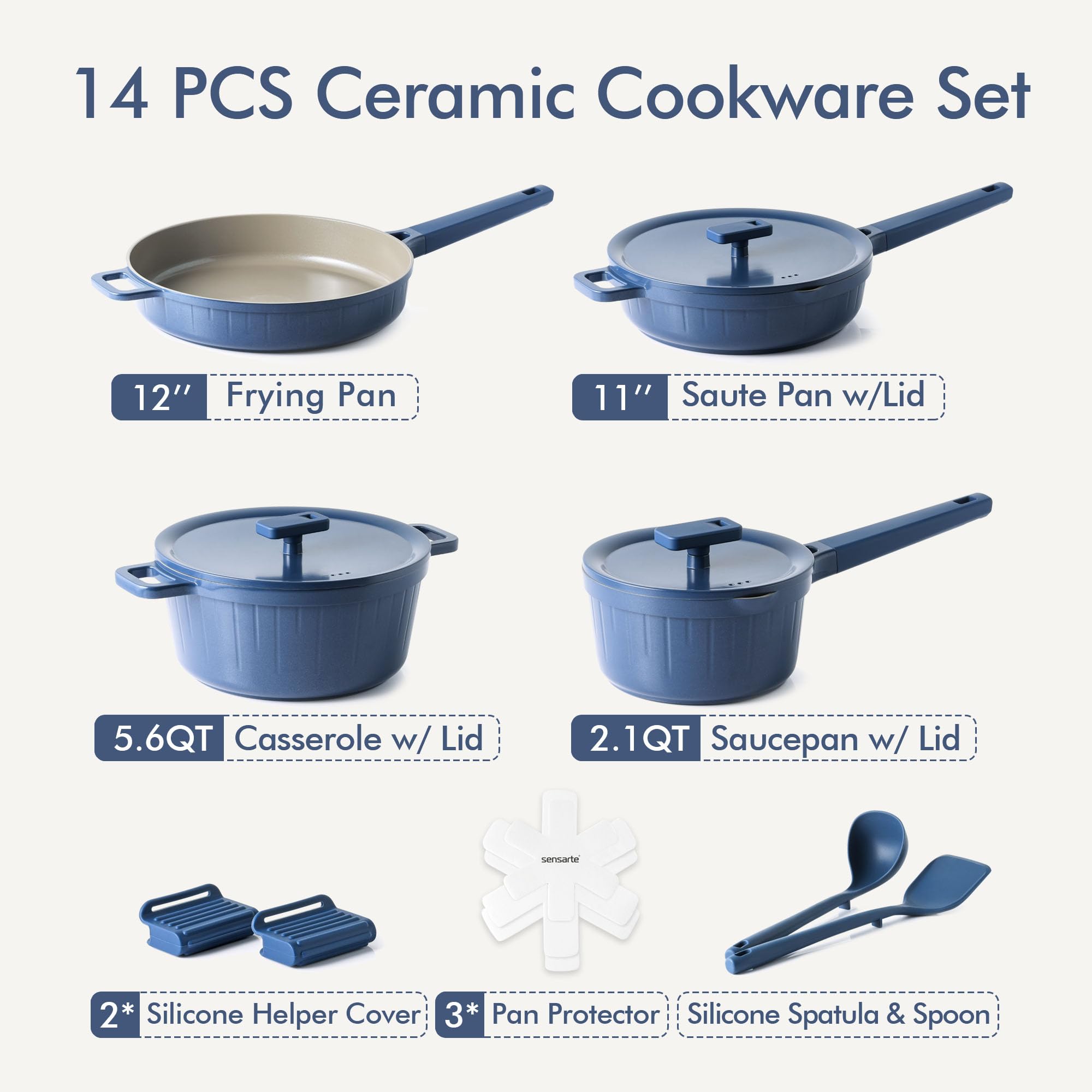 Foto 4 pulgar | Set De Utensilios De Cocina Sensarte Ceramic Pro Series 14 Piezas De Inducción - Venta Internacional.