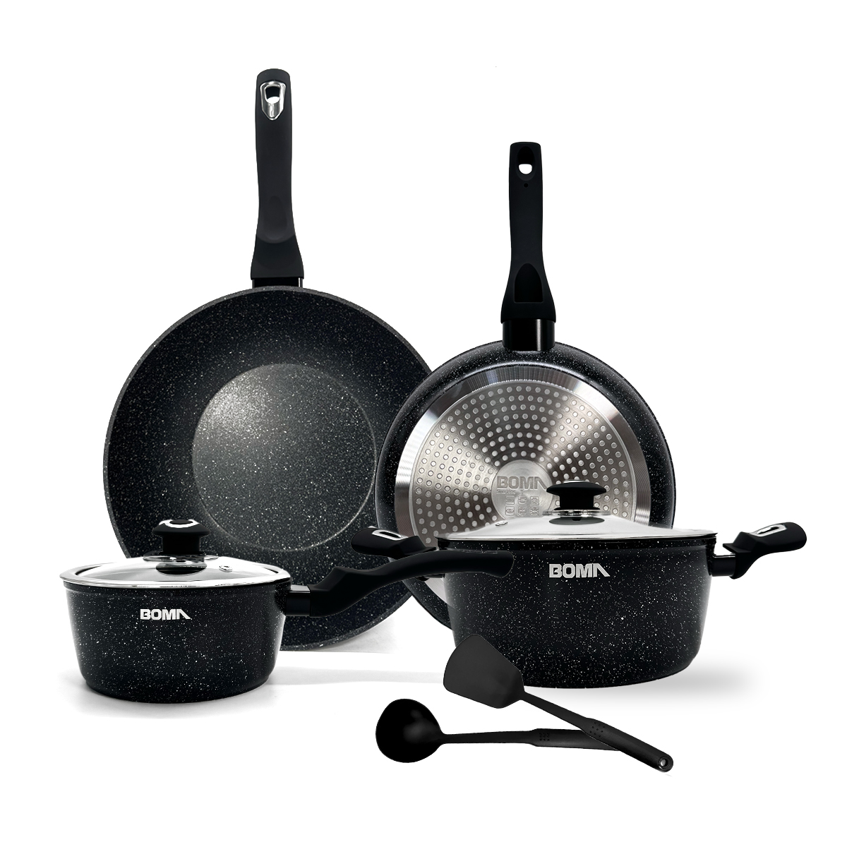 Batería de Cocina Boma 8 Piezas Ergonómico Antiadherente de Alta Calidad Bm-k8n