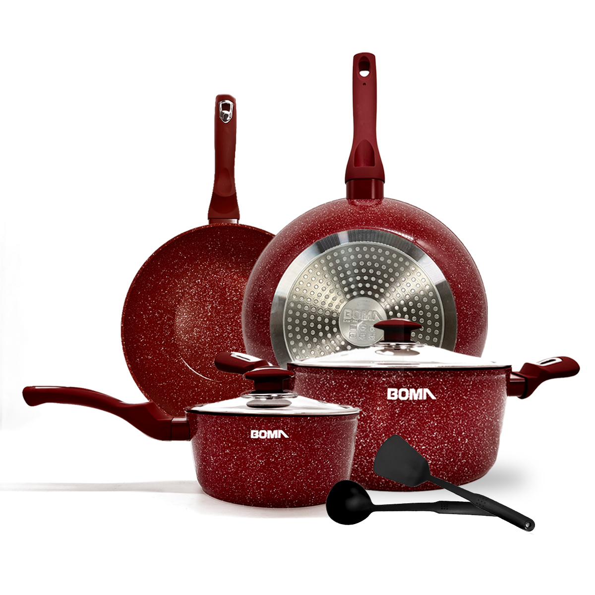 Foto 2 pulgar | Batería De Cocina Boma 8 Piezas Ergonómico Antiadherente De Alta Calidad Bm-k8r