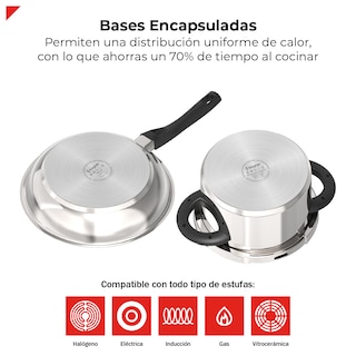 Foto 5 | Bogner Set De Cocina En Acero Inoxidable 304: Olla A Presión 4.5l, Cazo 2.5l, Sartén 22 Cm Y 28 Cm, Utensilios De Si