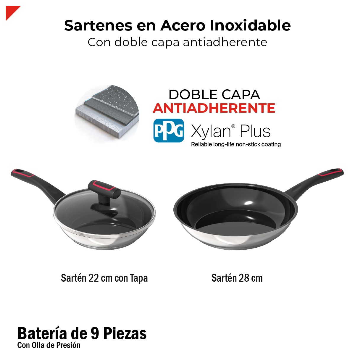Foto 7 pulgar | Bogner Set De Cocina En Acero Inoxidable 304: Olla A Presión 4.5l, Cazo 2.5l, Sartén 22 Cm Y 28 Cm, Utensilios De Si