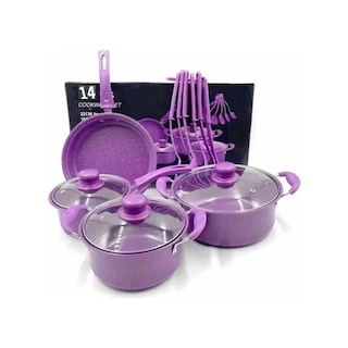 Foto 2 | Juego De Ollas De Cocina Antiadherentes De 14 Piezas Con Tapas De Vidrio Y Utensilios - Venta Internacional.
