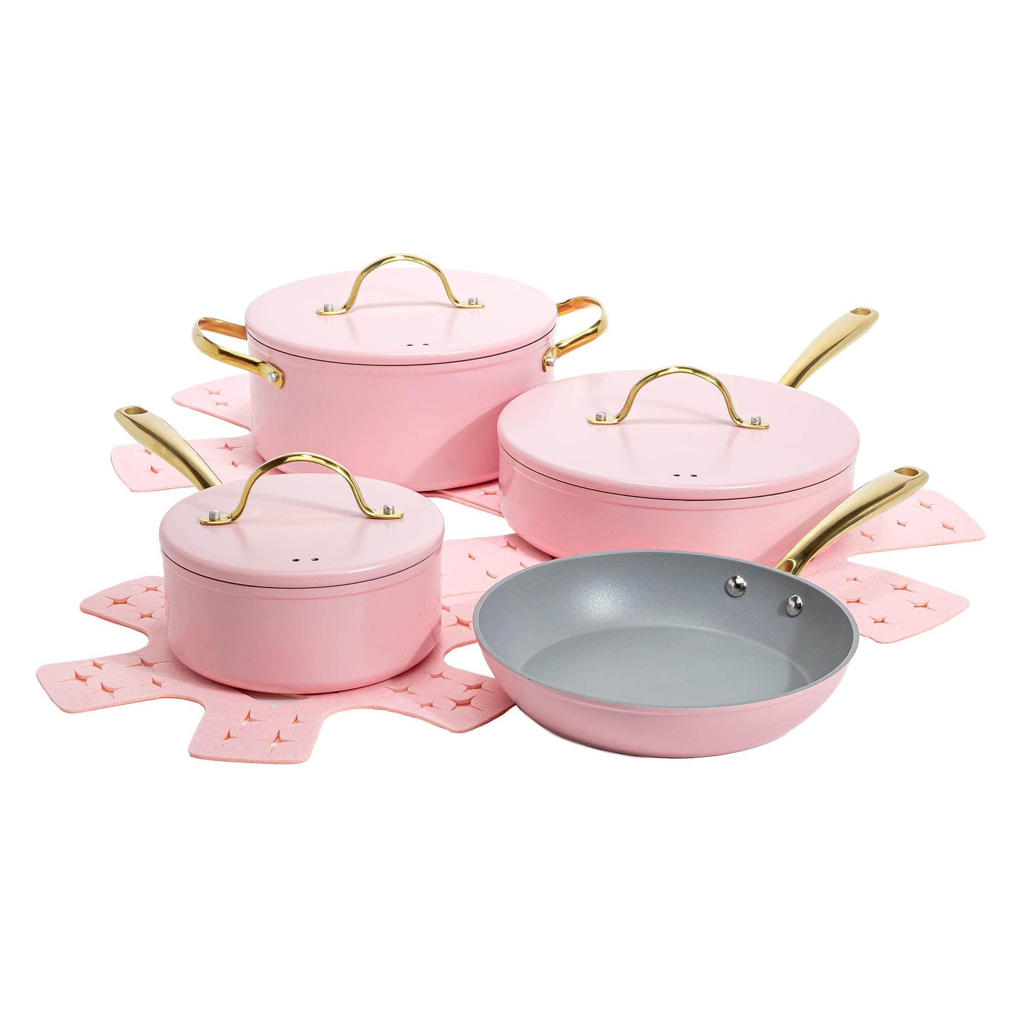 Juego De Utensilios De Cocina Paris Hilton Iconic Antiadherente De 10 Piezas, Color Rosa - Venta Internacional.