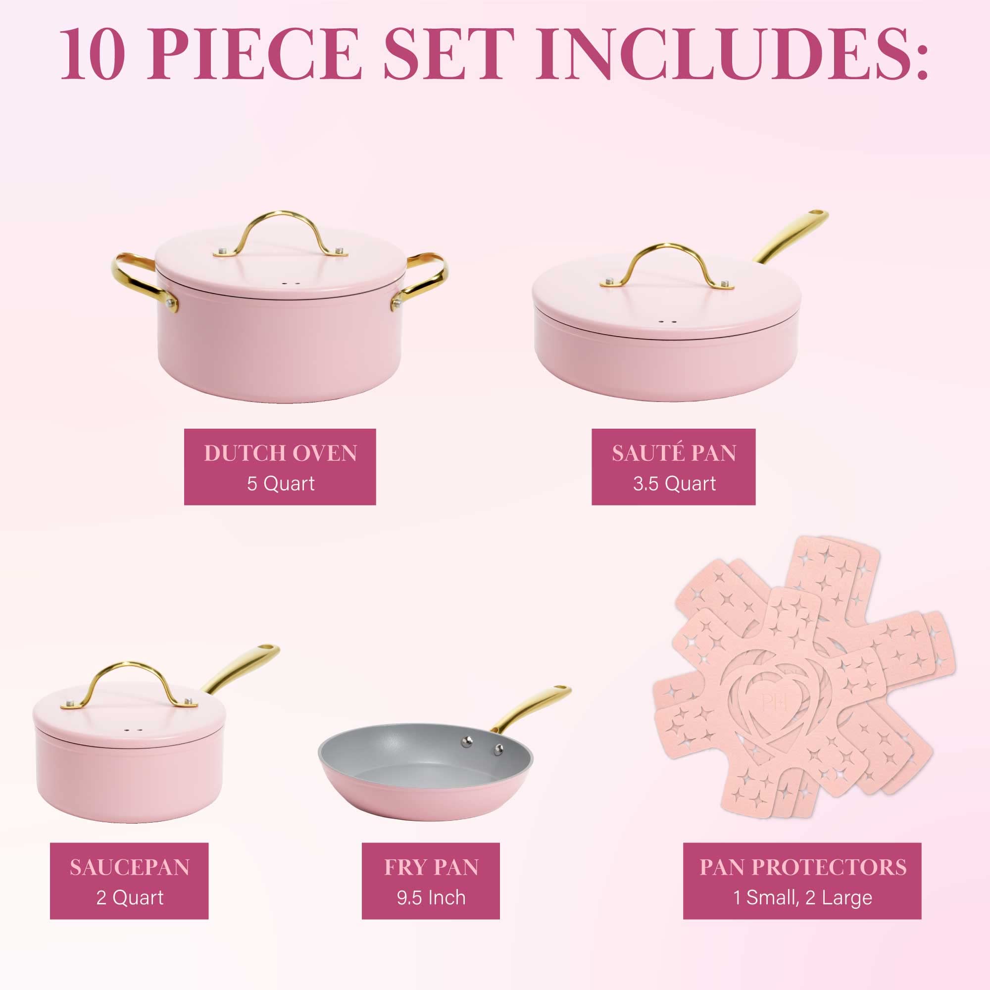 Foto 4 | Juego De Utensilios De Cocina Paris Hilton Iconic Antiadherente De 10 Piezas, Color Rosa - Venta Internacional.