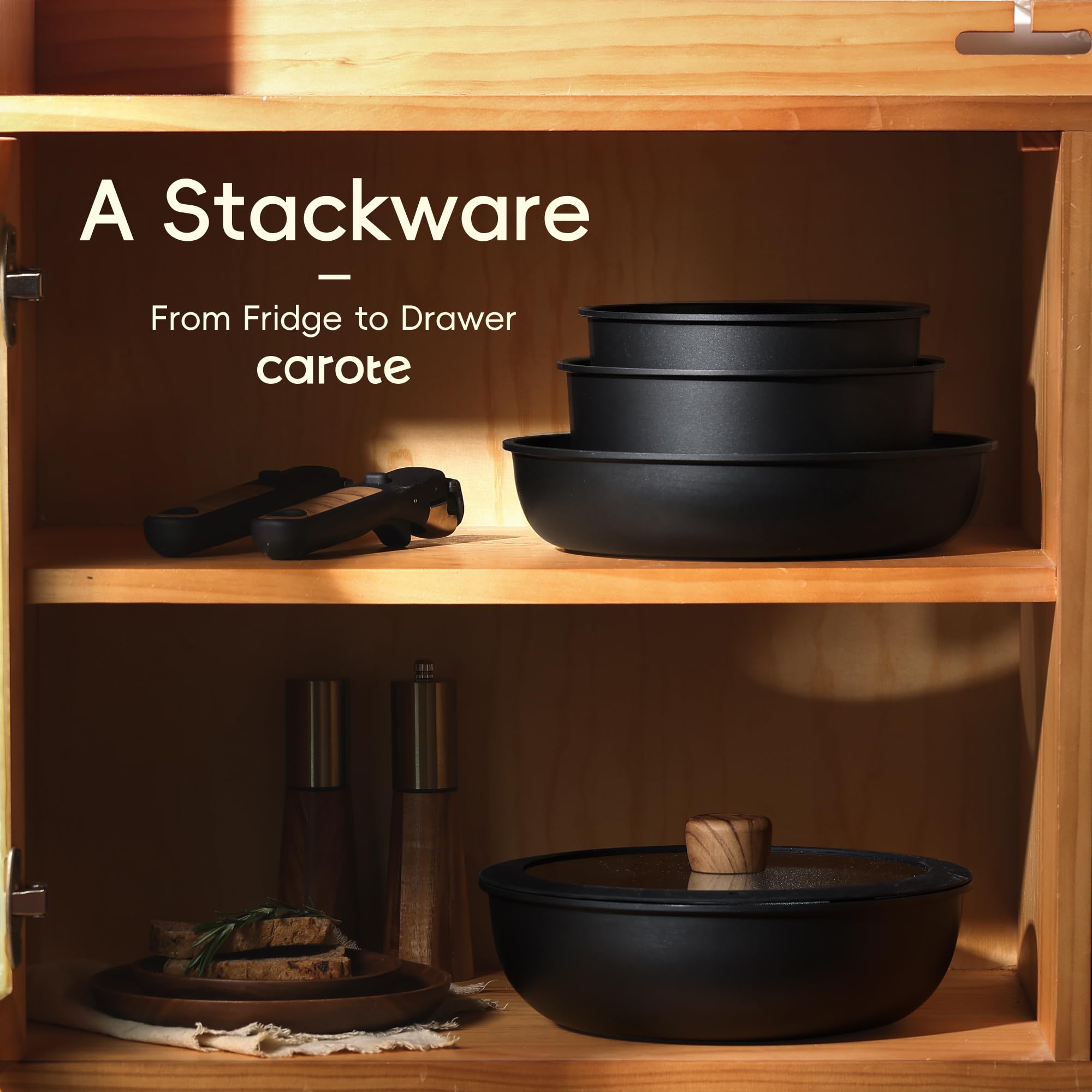 Foto 4 | Juego De Utensilios De Cocina Carote, 17 Piezas, Antiadherentes, De Inducción, Color Negro - Venta Internacional.