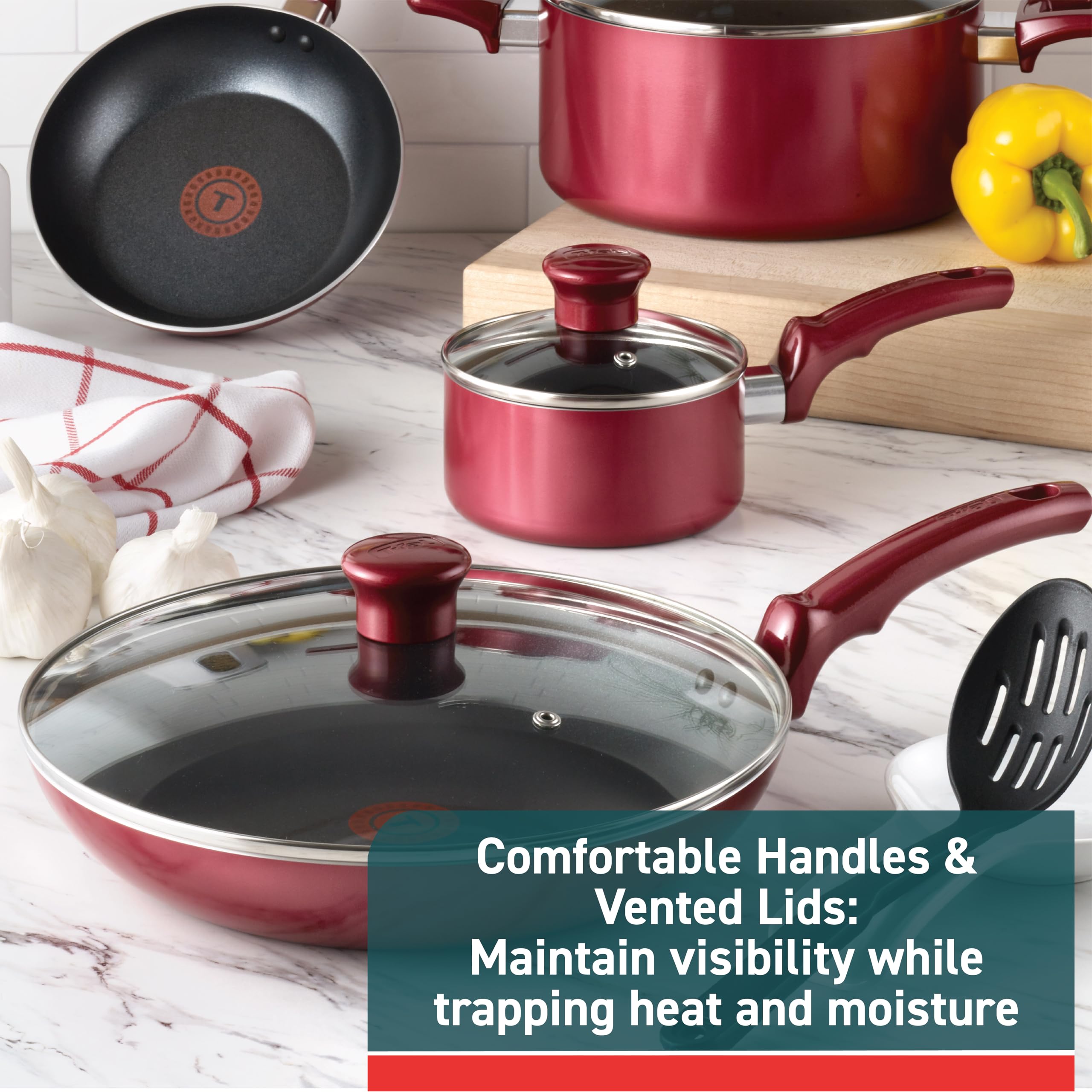 Foto 5 pulgar | Juego De Utensilios De Cocina T-fal Essence, Antiadherente, 20 Piezas, Rojo - Venta Internacional.