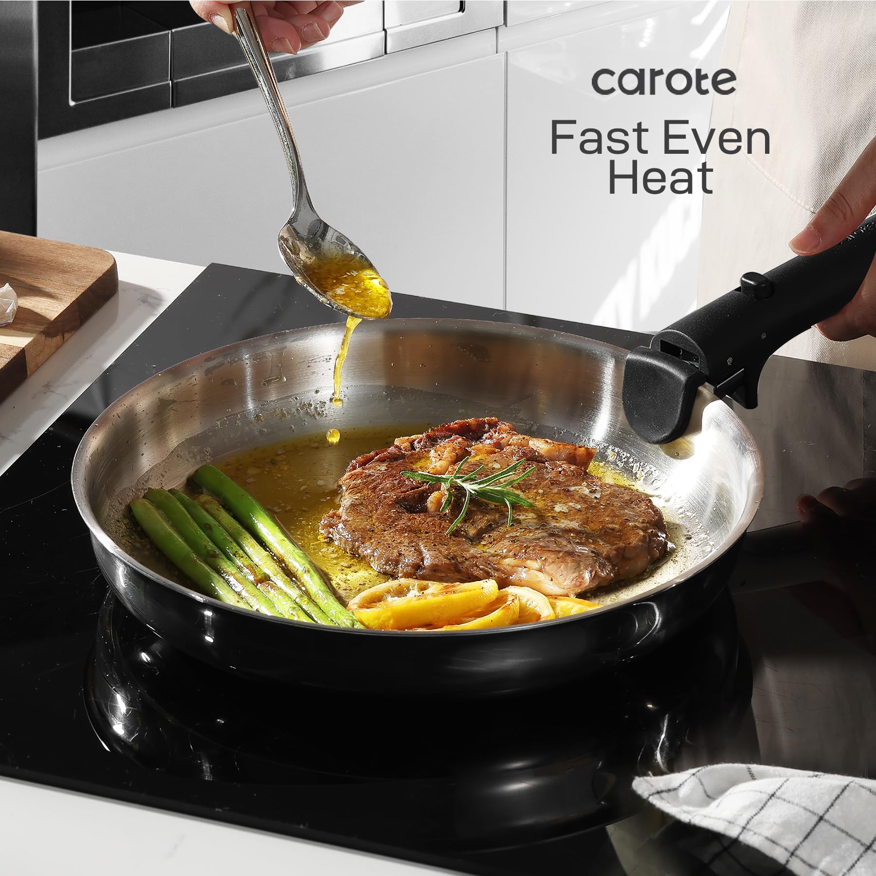 Foto 4 pulgar | Juego De Utensilios De Cocina Carote De Acero Inoxidable, 14 Piezas, Negro De Inducción - Venta Internacional.