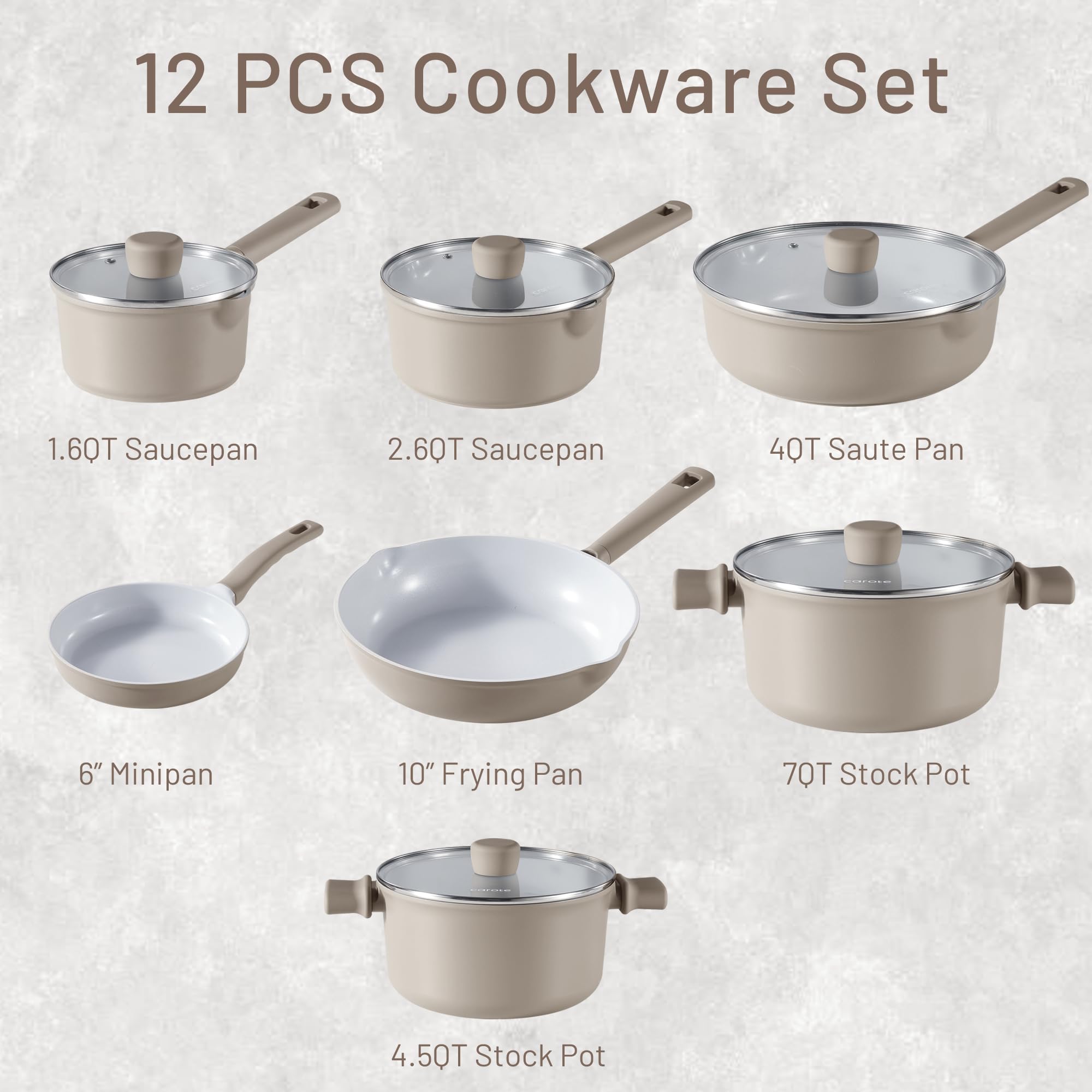 Foto 2 | Batería de Cocina Carote Ceramic 12 Piezas Antiadherentes - Venta Internacional