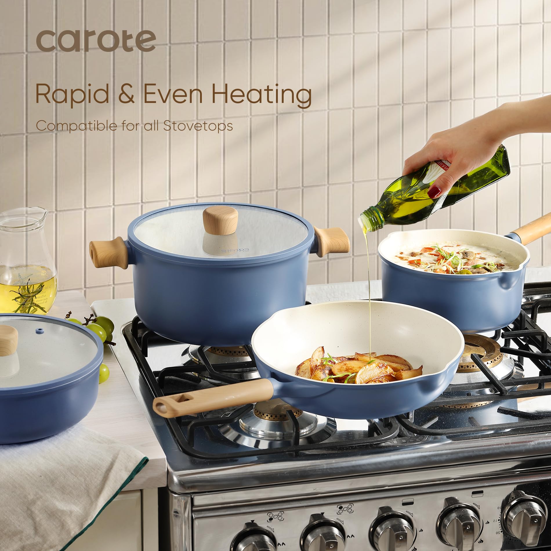 Foto 6 | Batería de Cocina Carote Antiadherentes 15 Piezas Blue Induction - Venta Internacional