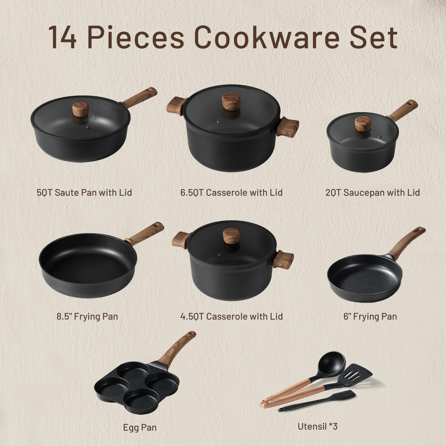 Foto 3 pulgar | Juego de Cocina Carote Antiadherente Titanio 14 Piezas Negro - Venta Internacional
