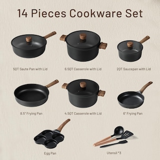 Foto 2 | Juego de Cocina Carote Antiadherente Titanio 14 Piezas Negro - Venta Internacional
