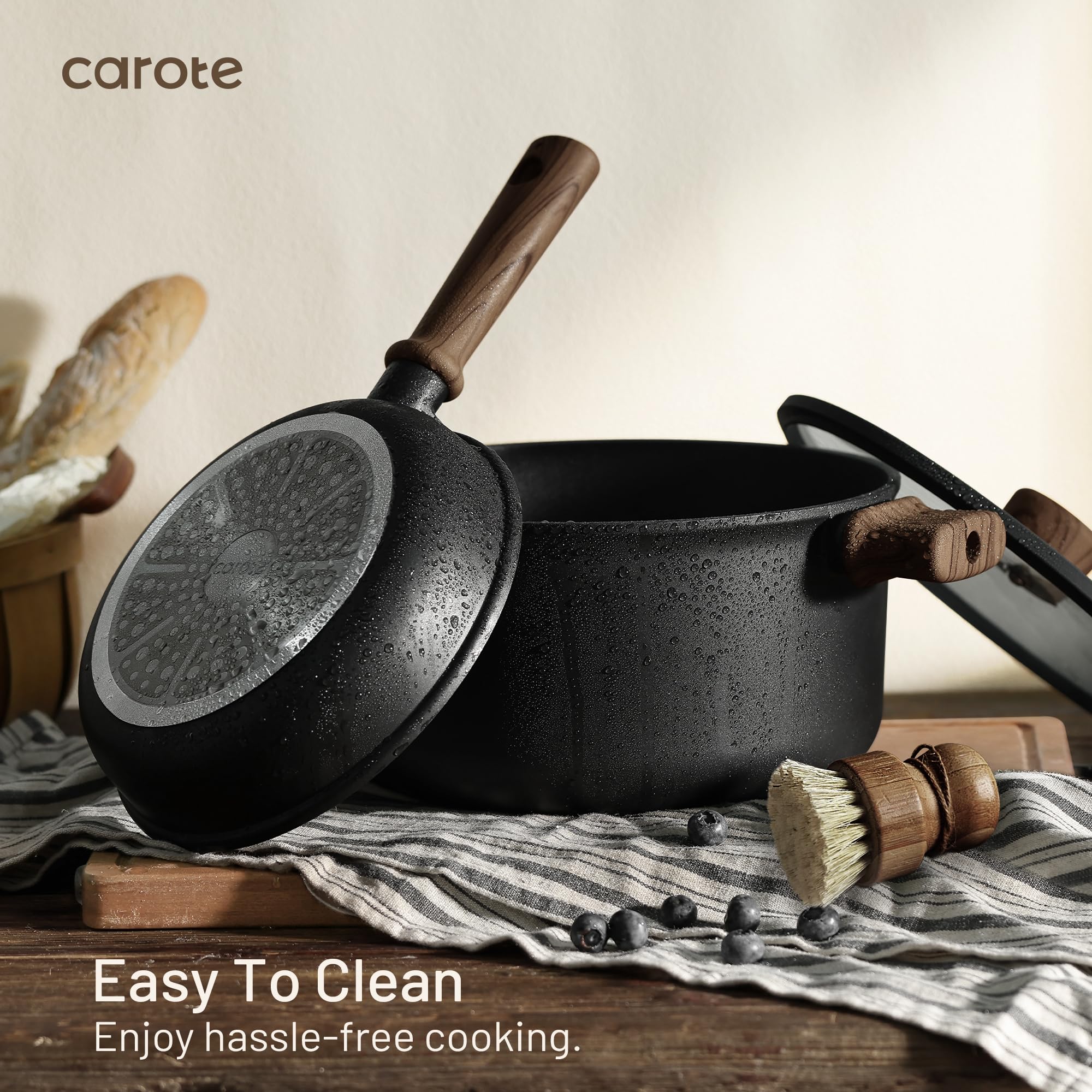 Foto 4 | Juego de Cocina Carote Antiadherente Titanio 14 Piezas Negro - Venta Internacional