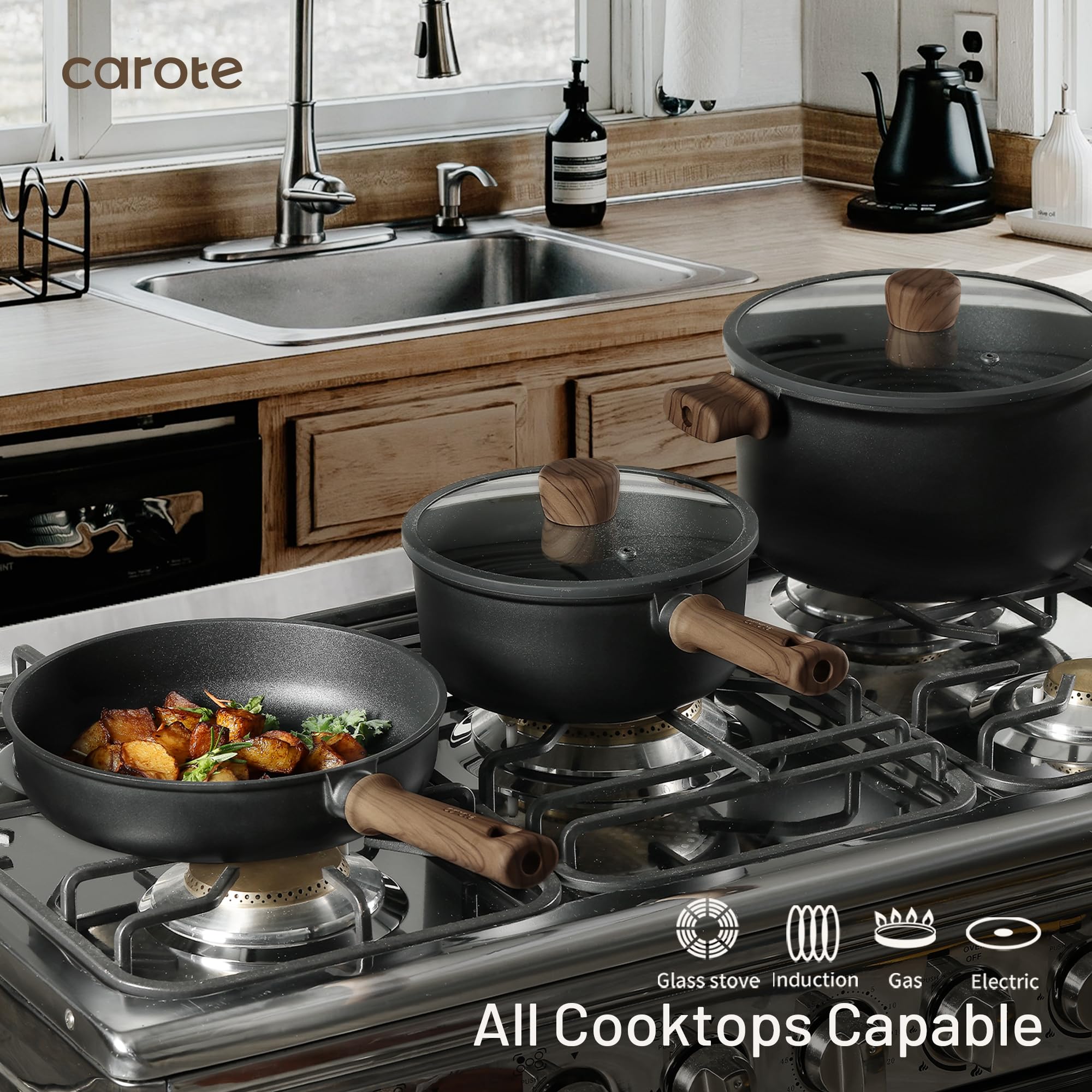 Foto 6 pulgar | Juego de Cocina Carote Antiadherente Titanio 14 Piezas Negro - Venta Internacional