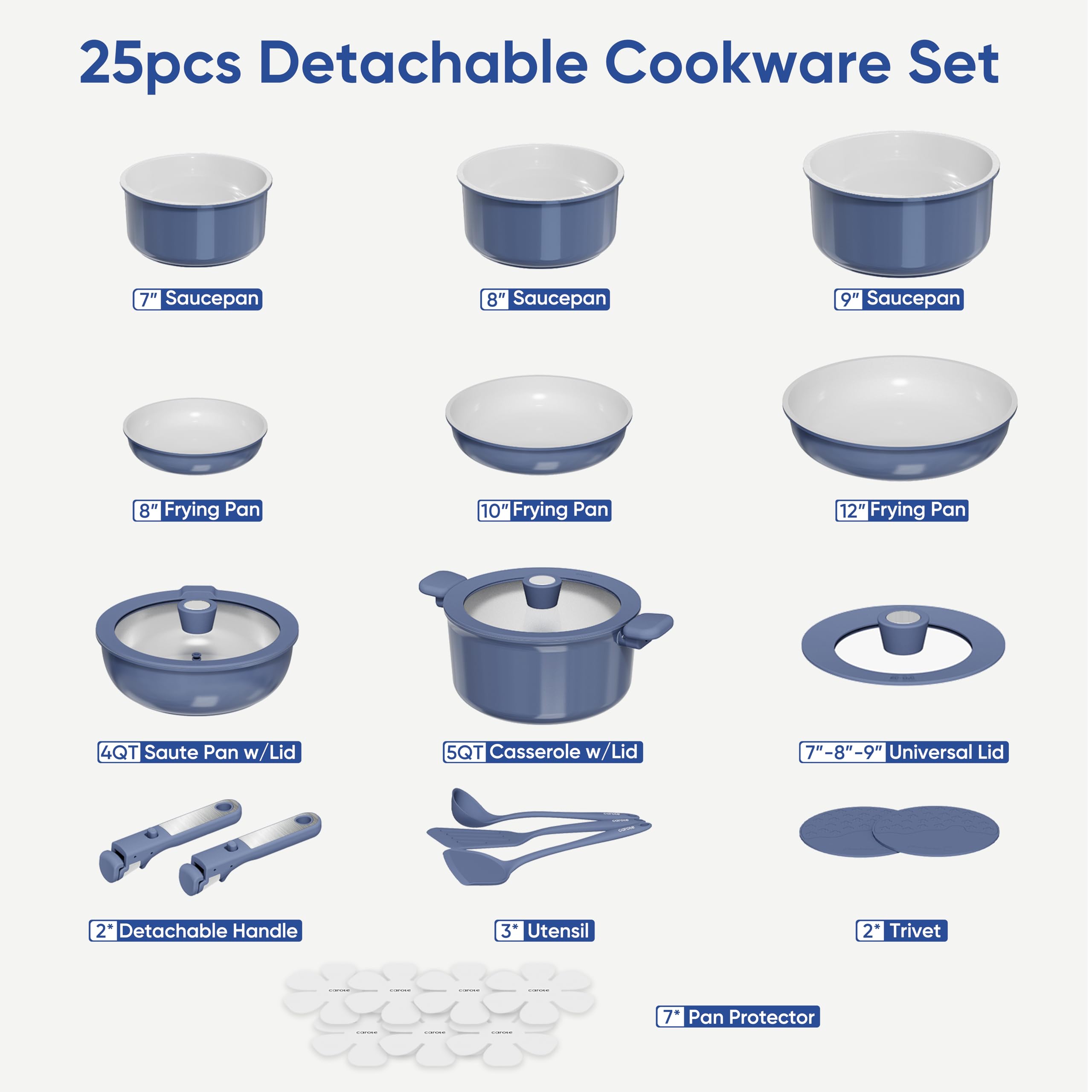 Foto 3 pulgar | Juego de Utensilios de Cocina Carote Ceramic Antiadherente 25 Piezas - Venta Internacional