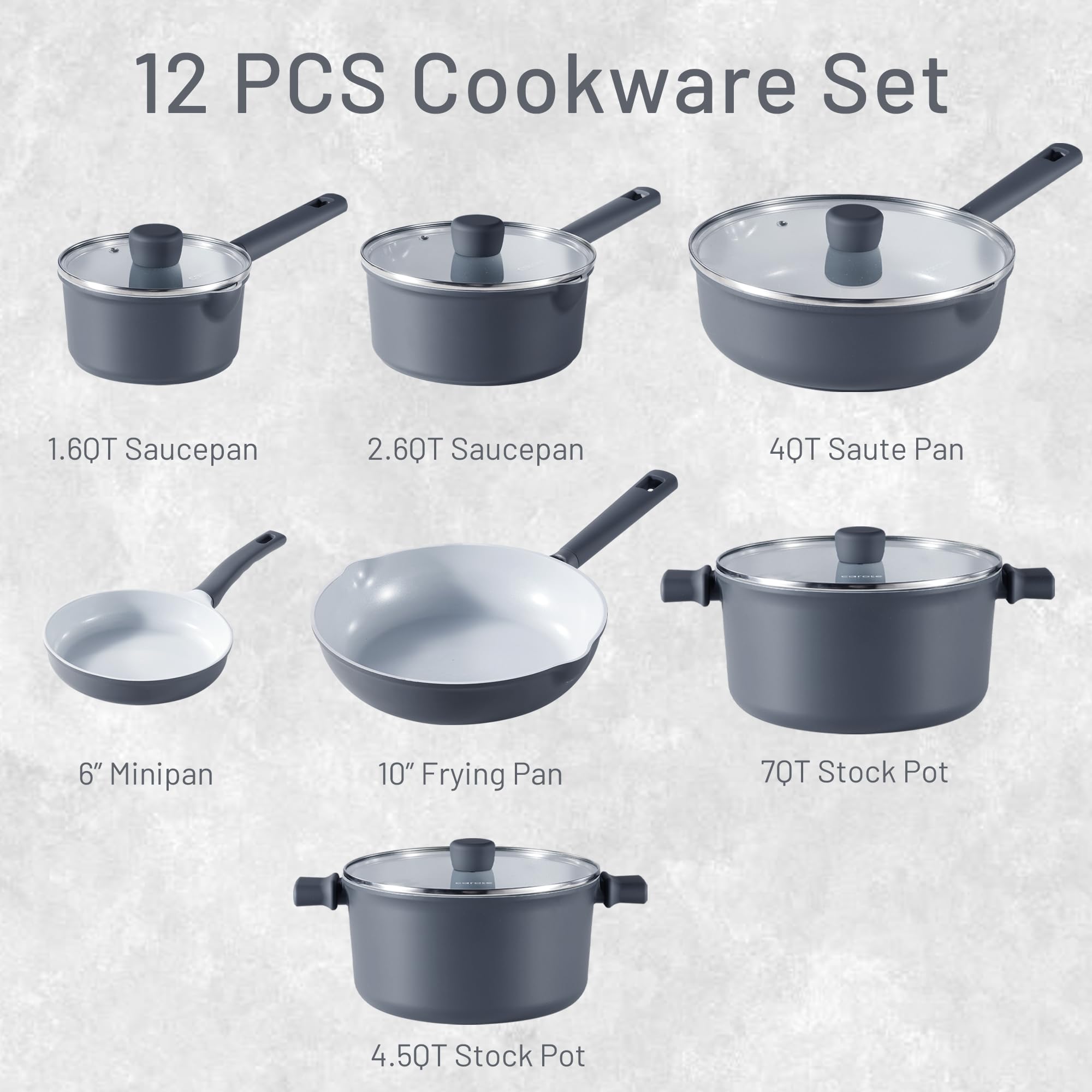 Foto 3 pulgar | Batería de Cocina Carote Ceramic 12 Piezas Antiadherentes para Inducción - Venta Internacional