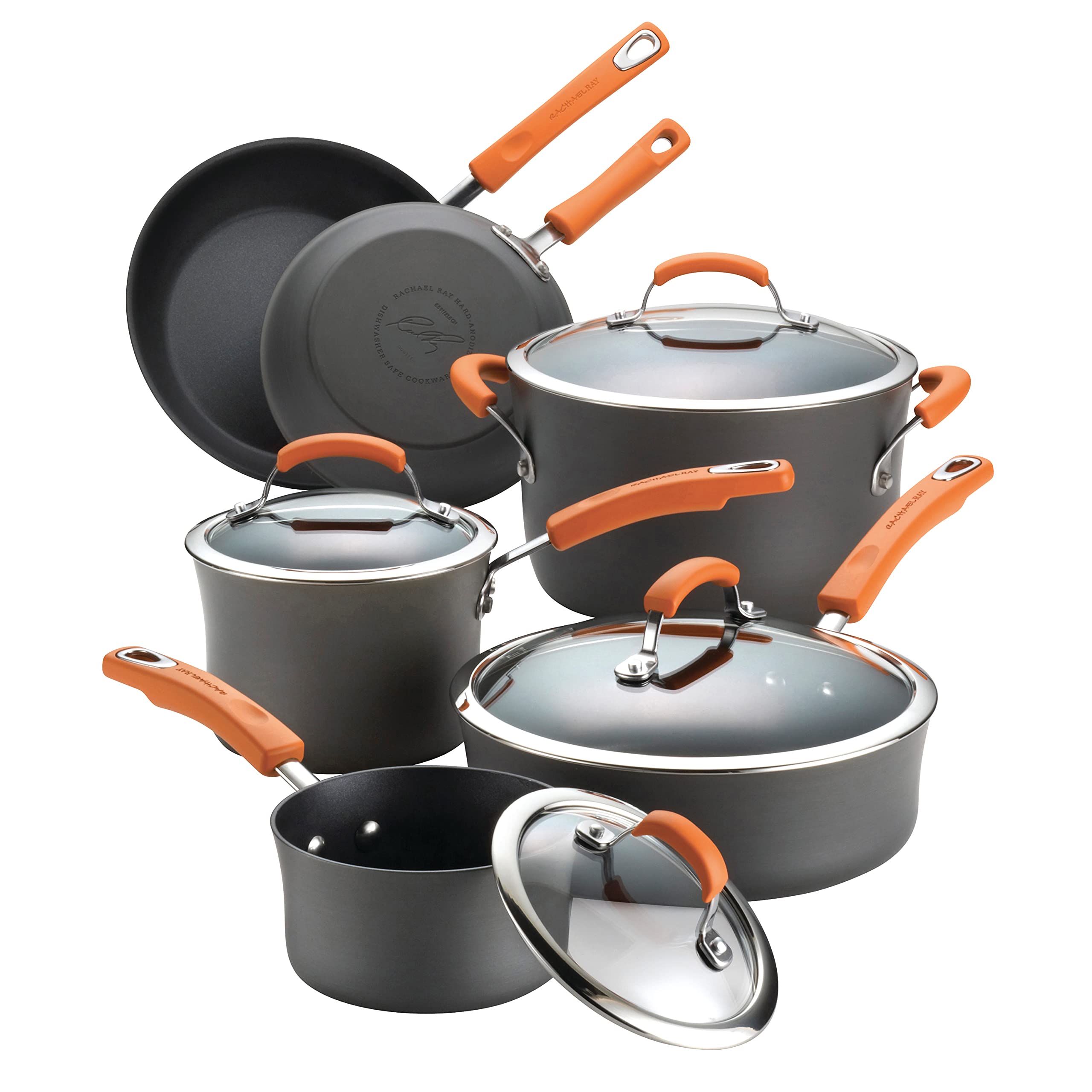 Juego De Utensilios De Cocina Rachael Ray Brights Anodizado Duro, 10 Piezas, Gris - Venta Internacional.