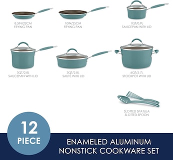Foto 2 | Juego De Utensilios De Cocina Rachael Ray Cucina, Antiadherente, 12 Piezas, Color Azul Agave - Venta Internacional.