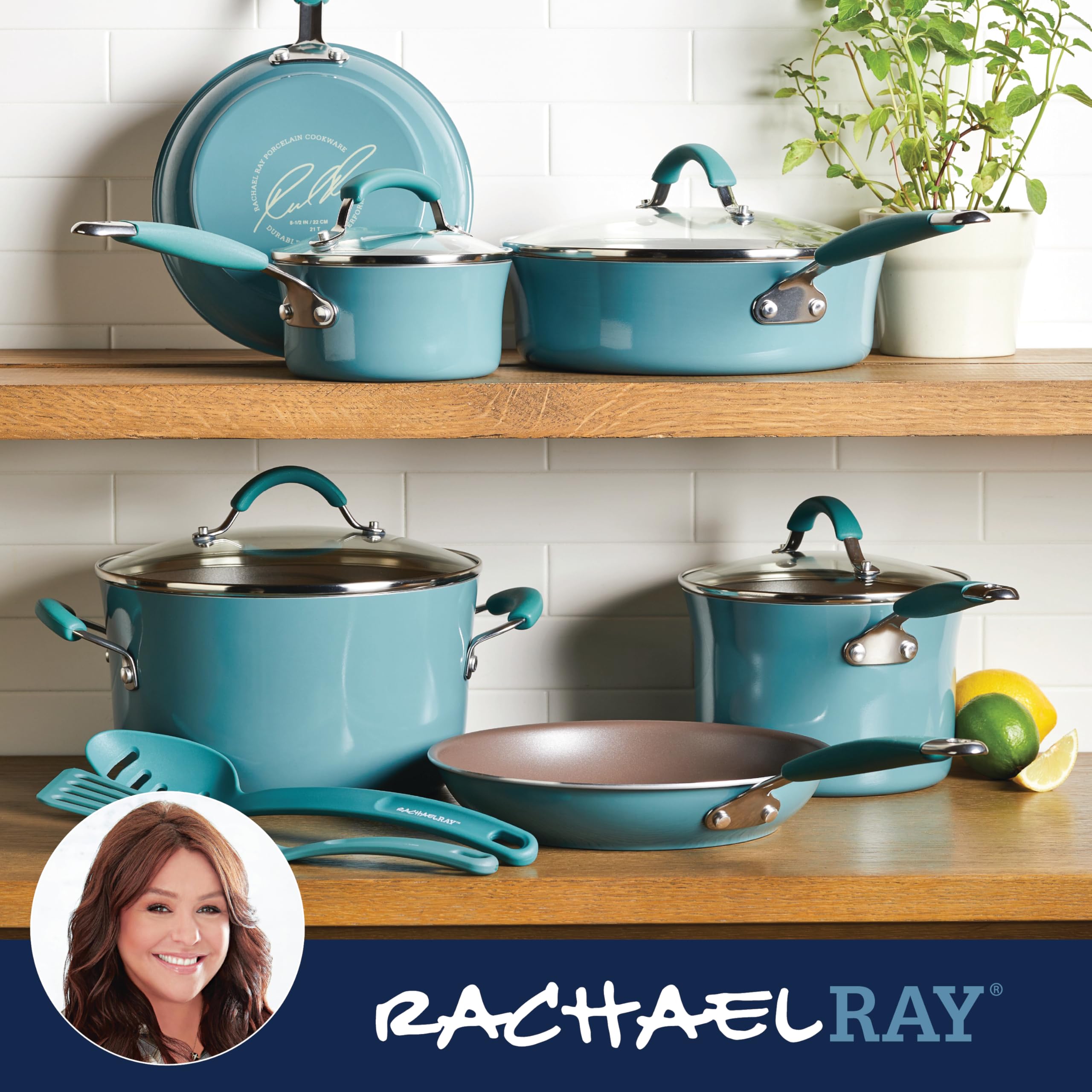 Foto 6 | Juego De Utensilios De Cocina Rachael Ray Cucina, Antiadherente, 12 Piezas, Color Azul Agave - Venta Internacional.