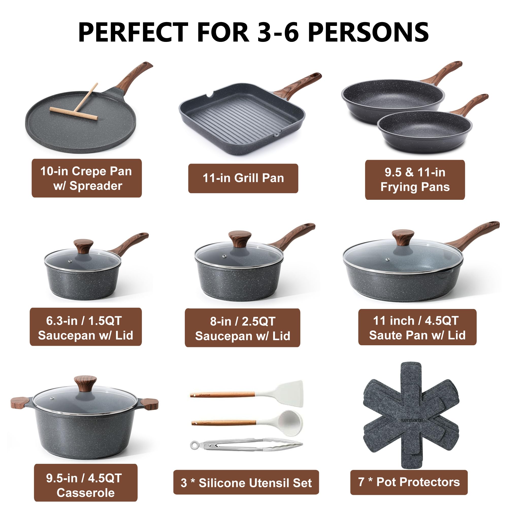 Foto 3 pulgar | Juego De Utensilios De Cocina Sensarte Antiadherentes De 23 Piezas Con Revestimiento De Granito Suizo - Venta Intern