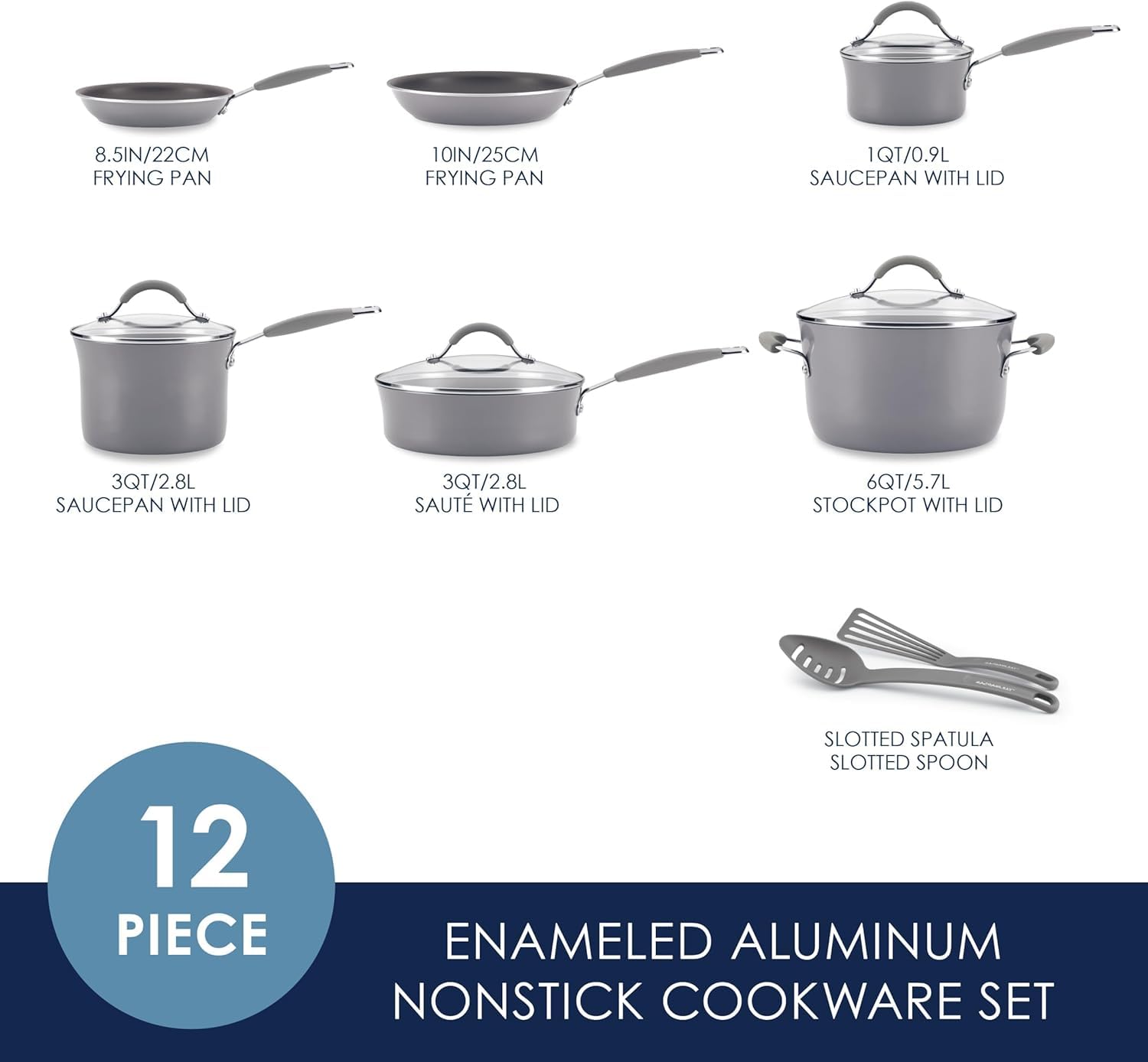 Foto 2 | Juego De Utensilios De Cocina Rachael Ray Cucina, Antiadherente, 12 Piezas, Sal Marina - Venta Internacional.