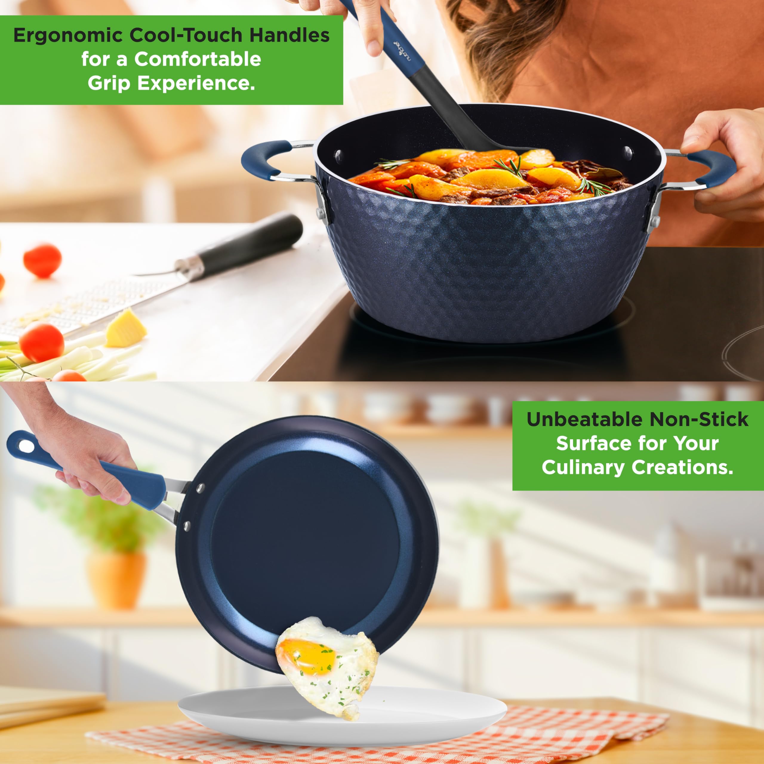 Foto 4 | Juego De Utensilios De Cocina Nutrichef Blue Diamond De Cerámica Antiadherente, 11 Unidades - Venta Internacional.