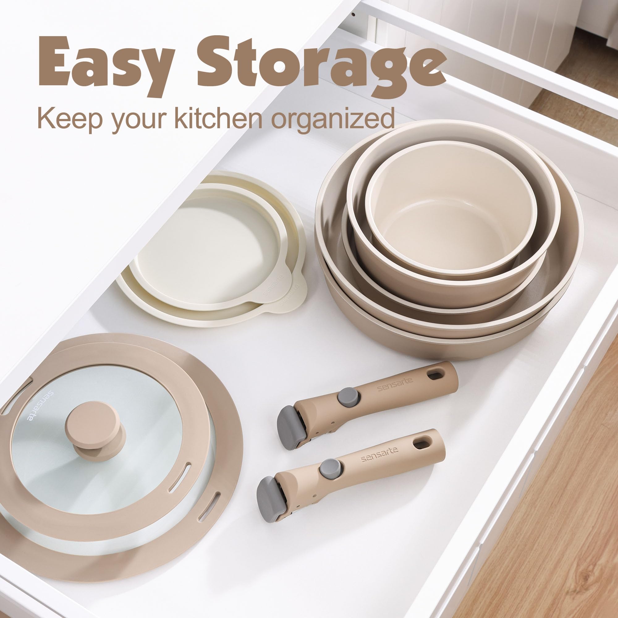 Foto 4 pulgar | Set De Utensilios De Cocina Sensarte Ceramic 17 Piezas Induction Almond - Venta Internacional.