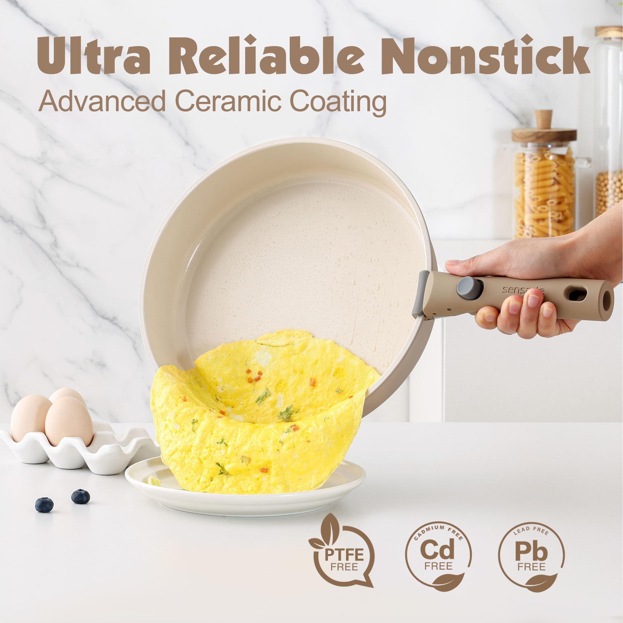 Foto 5 pulgar | Set De Utensilios De Cocina Sensarte Ceramic 17 Piezas Induction Almond - Venta Internacional.