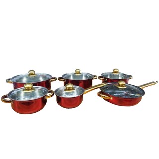 Foto 3 | Juegos De Olla De 12 Pzs De Acero Inoxidable Color Rojo