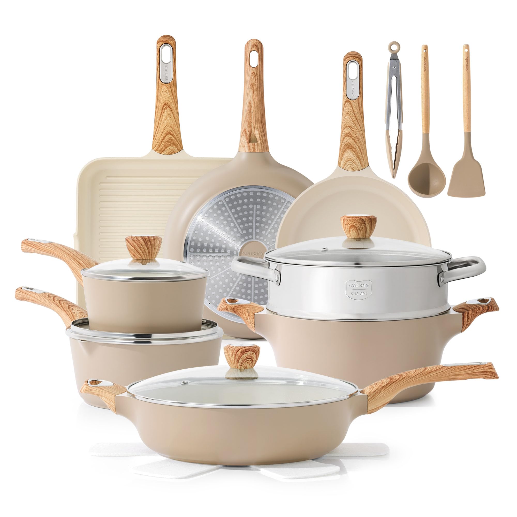 Foto 1 | Set De Utensilios De Cocina Sensarte, Cerámica, Antiadherente, 20 Piezas, Para Inducción - Venta Internacional.