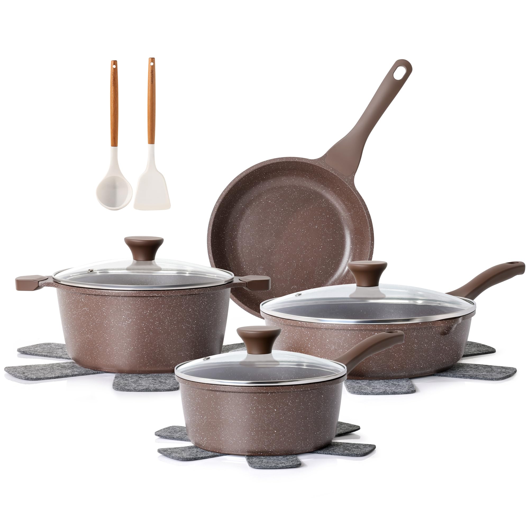 Juego De Utensilios De Cocina Sensarte Antiadherentes De 13 Piezas Con Revestimiento De Granito - Venta Internacional.