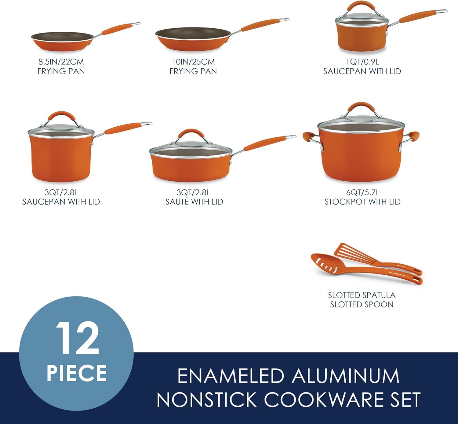 Foto 3 pulgar | Juego De Utensilios De Cocina Rachael Ray Cucina, Antiadherente, 12 Piezas, Color Naranja - Venta Internacional.