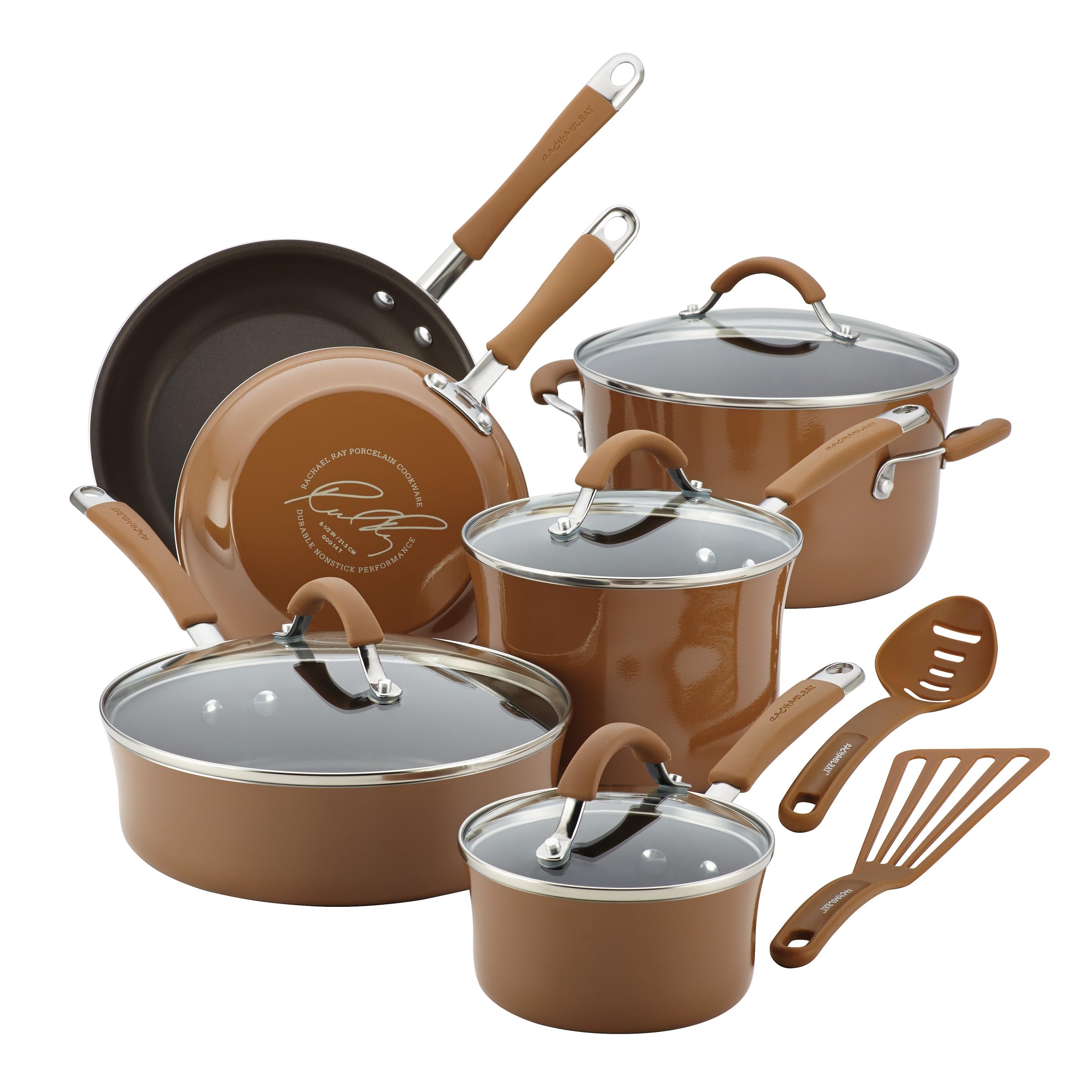 Foto 1 | Juego De Utensilios De Cocina Rachael Ray Cucina, Antiadherente, 12 Piezas, Color Marrón - Venta Internacional.
