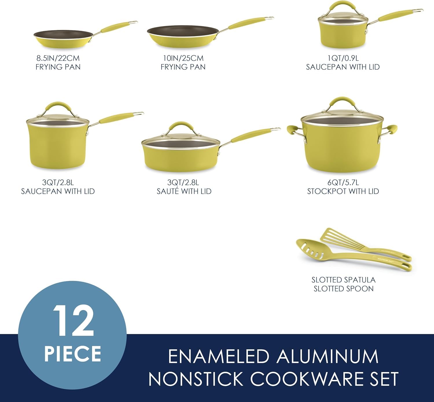 Foto 2 | Juego De Utensilios De Cocina Rachael Ray Cucina, Antiadherente, 12 Piezas, Color Verde - Venta Internacional.