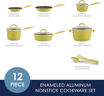Foto 2 | Juego De Utensilios De Cocina Rachael Ray Cucina, Antiadherente, 12 Piezas, Color Verde - Venta Internacional.