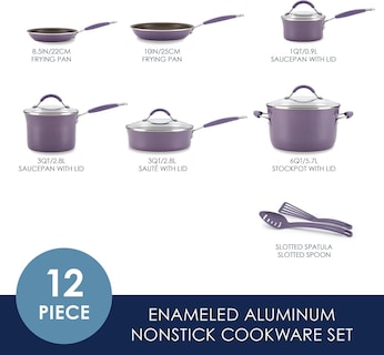 Foto 2 | Juego De Utensilios De Cocina Rachael Ray Cucina, Antiadherente, 12 Piezas, Color Morado - Venta Internacional.