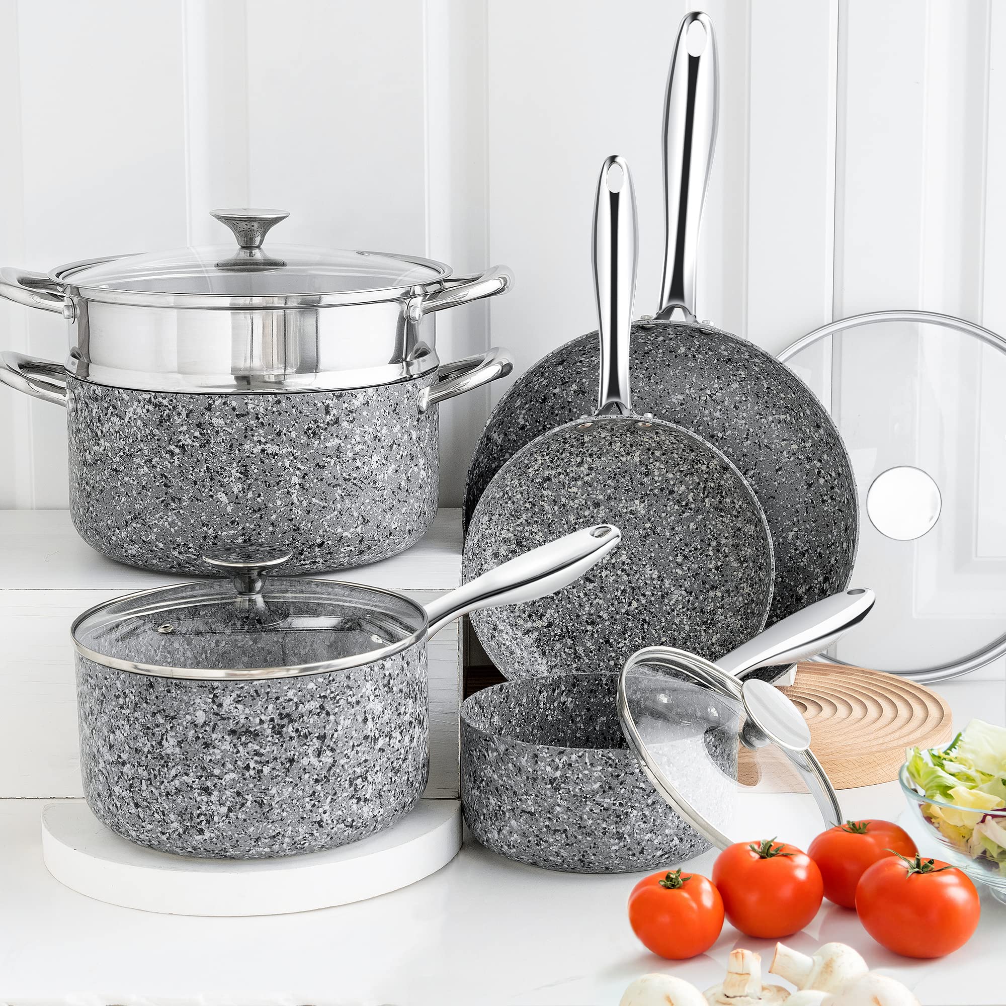 Foto 6 | Juego De Utensilios De Cocina Michelangelo Stone, 10 Piezas, Ultra Antiadherentes - Venta Internacional.