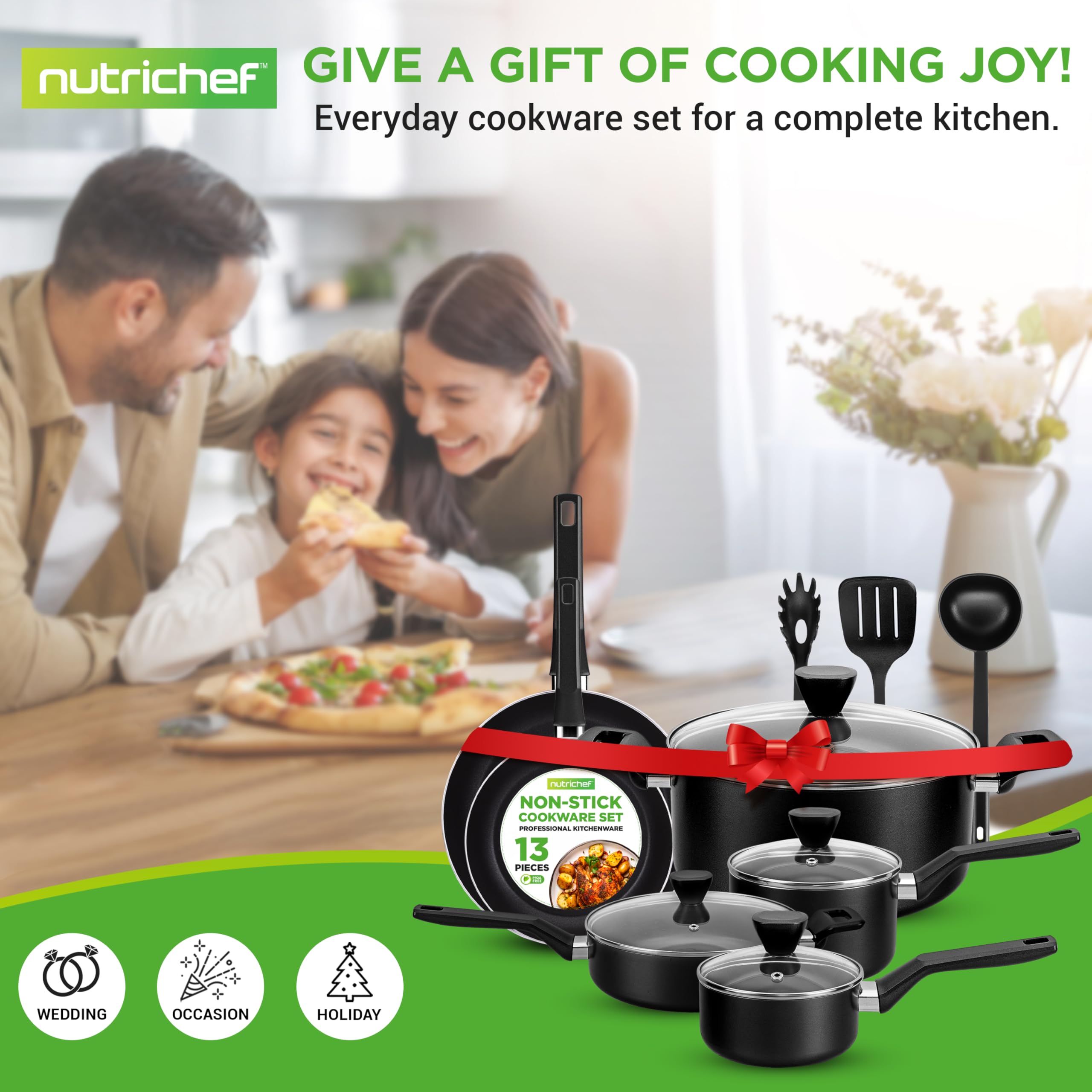 Foto 7 | Juego De Utensilios De Cocina Nutrichef Nccwa13, Antiadherentes, 13 Piezas, Negro - Venta Internacional.