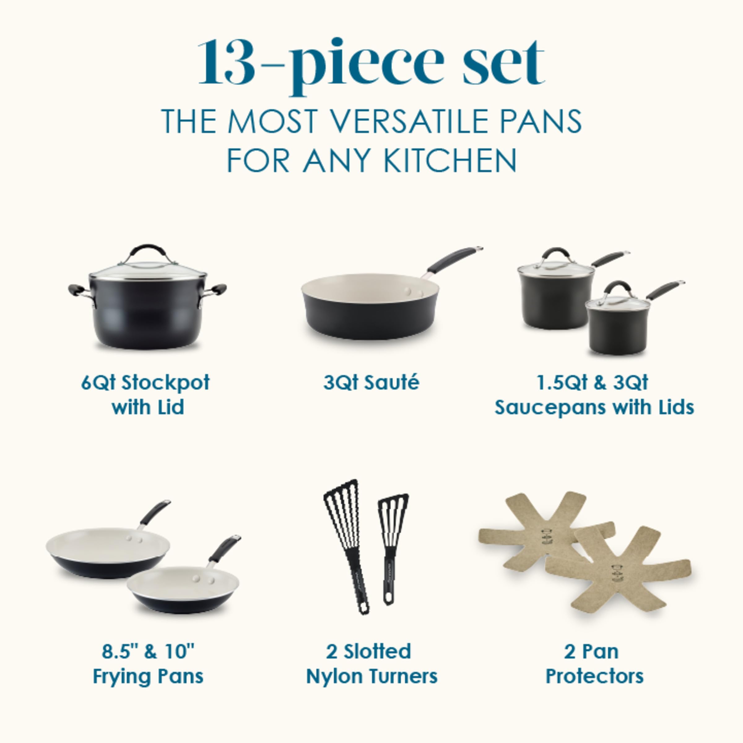 Foto 2 | Set de Utensilios de Cocina Rachael Ray Cucina Cerámica Antiadherente 13 Piezas - Venta Internacional