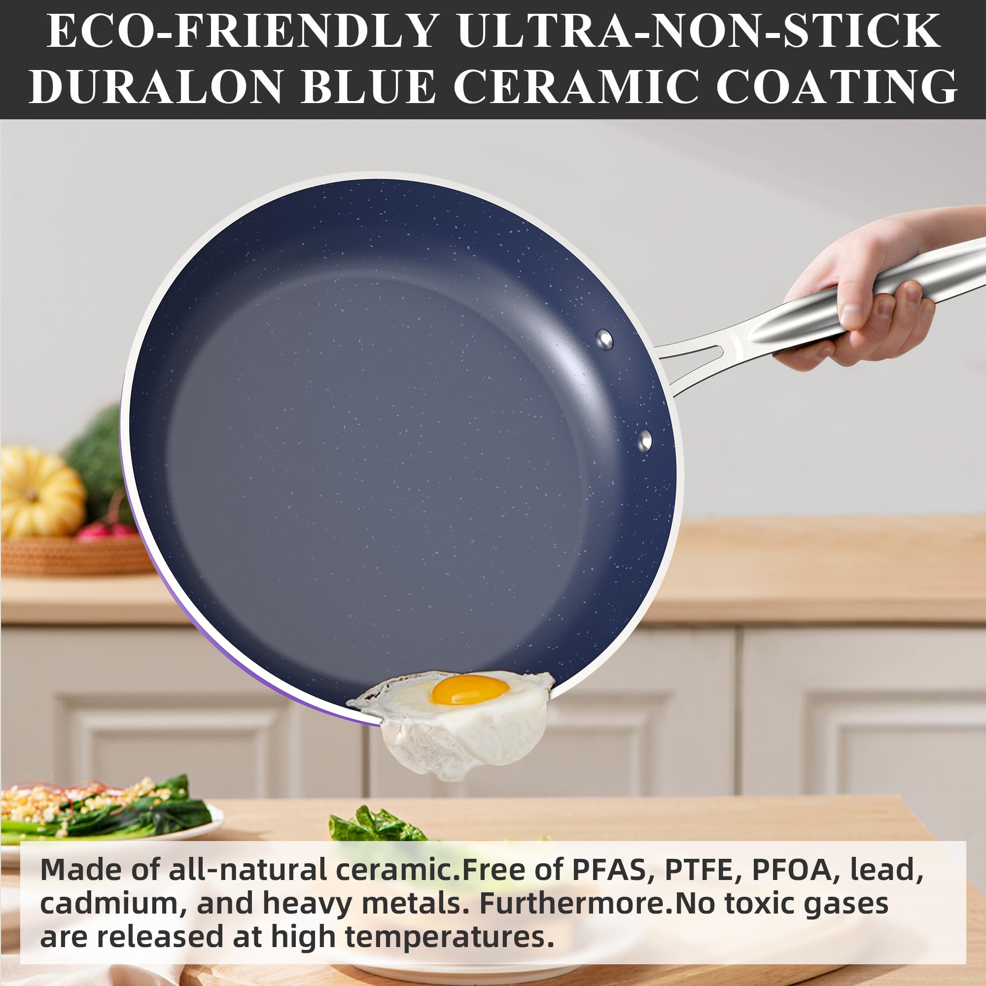 Foto 4 pulgar | Set de Utensilios de Cocina Nuwave Healthy Duralon Blue Ceramic Antiadherente - Venta Internacional