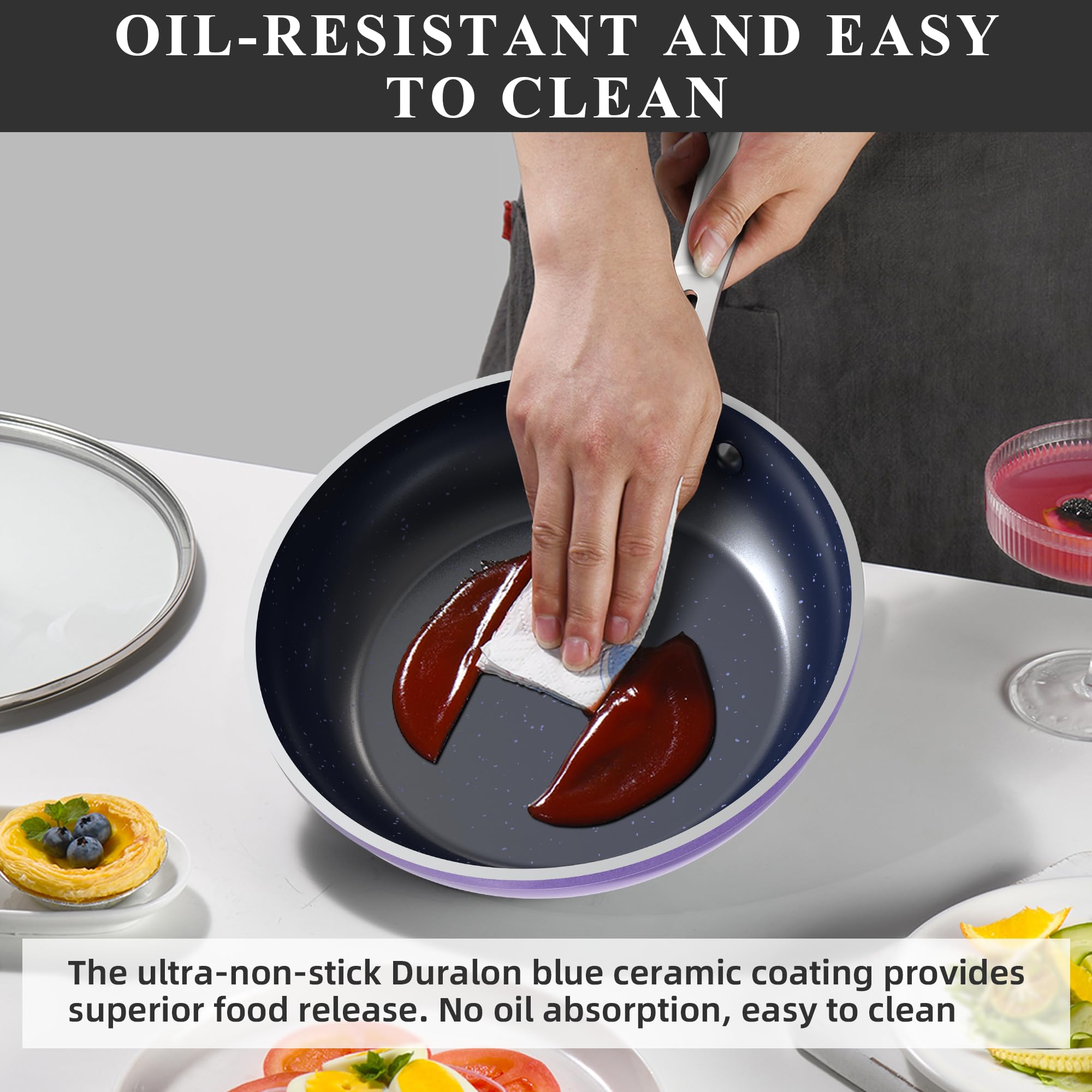 Foto 7 | Set de Utensilios de Cocina Nuwave Healthy Duralon Blue Ceramic Antiadherente - Venta Internacional