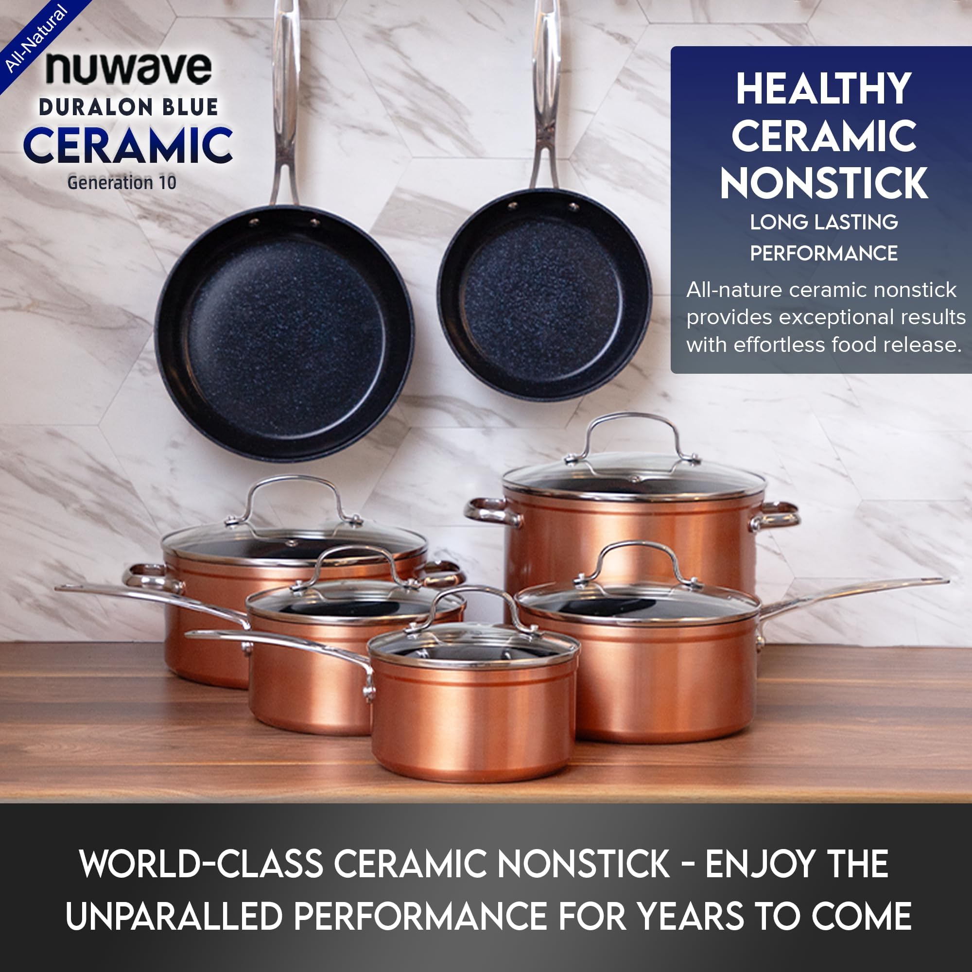 Foto 5 | Set de Utensilios de Cocina Nuwave Healthy Duralon Blue Ceramic Antiadherente - Venta Internacional