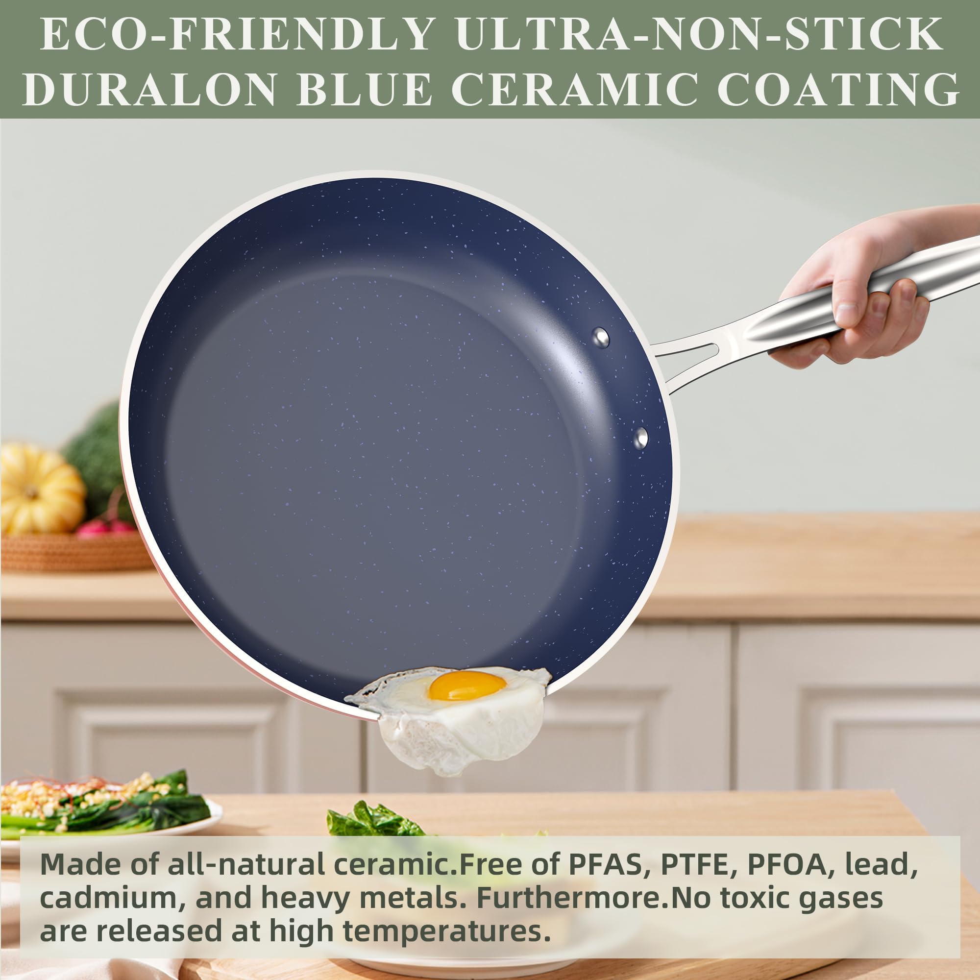 Foto 7 pulgar | Set de Utensilios de Cocina Nuwave Healthy Duralon Blue Ceramic Antiadherente - Venta Internacional