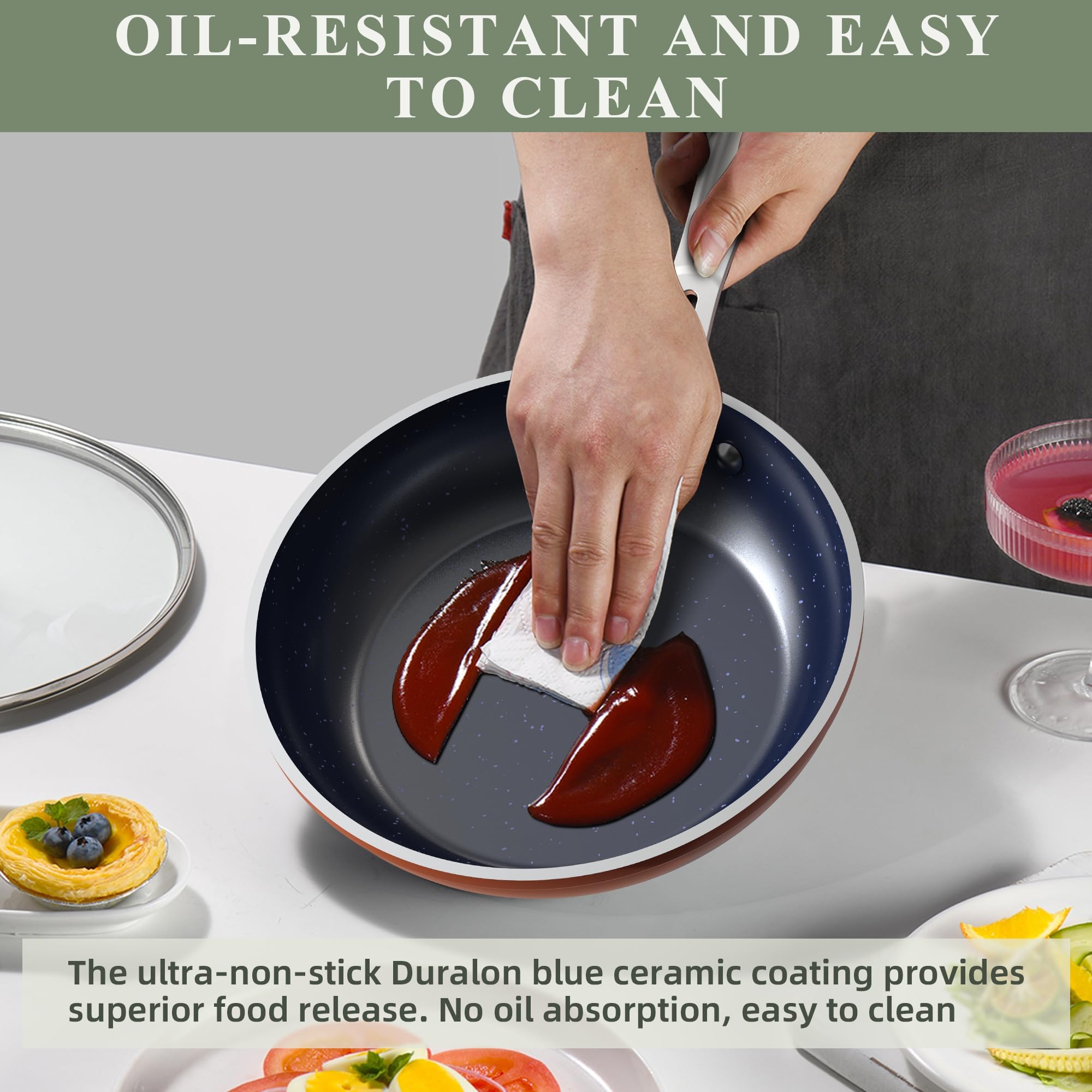 Foto 8 pulgar | Set de Utensilios de Cocina Nuwave Healthy Duralon Blue Ceramic Antiadherente - Venta Internacional